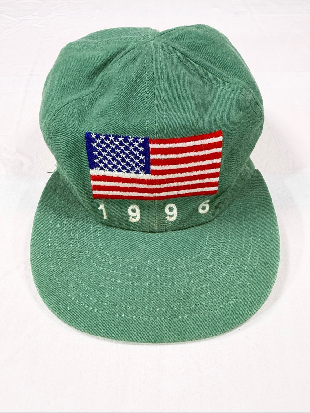 Vintage 1996 USA Olympic Team Snapback Hat Flags Atlanta Games Green Cap OSFA